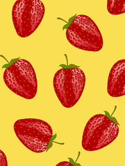 Rote Erdbeeren mit gelbem Hintergrund