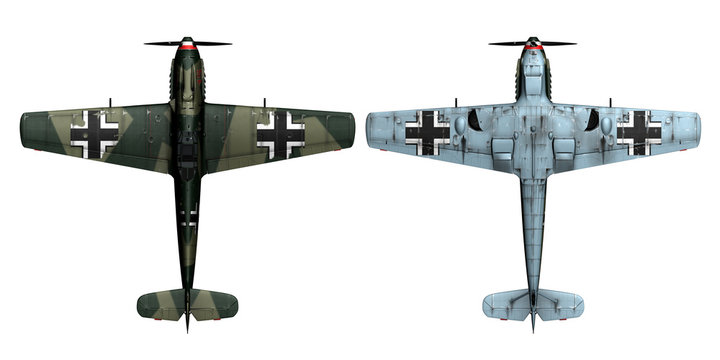 3d top and bottom render Messerschmitt BF109-E3 figter