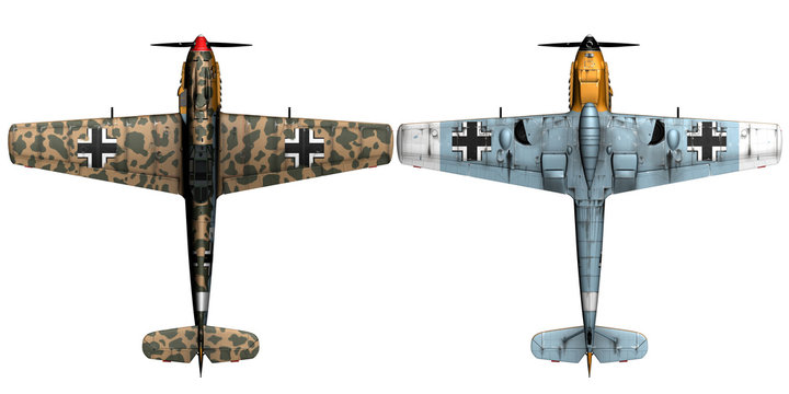 3d top and bottom render Messerschmitt BF109-E7 trop figter