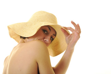 yong woman with summer hat