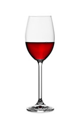 glass with red wine isolated