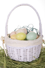 Colored Eggs In Basket