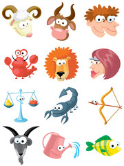 Set of isolated cute zodiac symbols