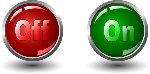 power button icons, red and green- vector