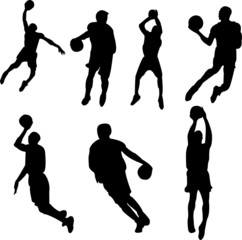 basketball players silhouettes - vector
