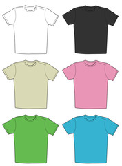 Vector illustration of t-shirts in different colors