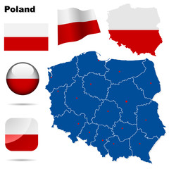 Poland  vector set. Shape, flags and icons.