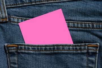 carte, poche, jeans, carton, rose, texte, pantalon