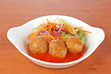 Meatballs with salad