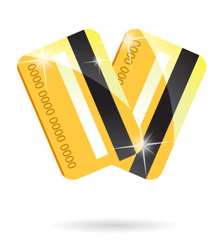 vector golden credit cards clip art