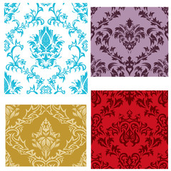 damask seamless patterns set