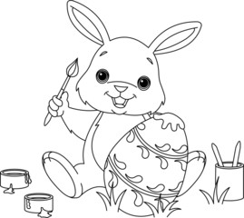 Bunny Painting Easter egg coloring page