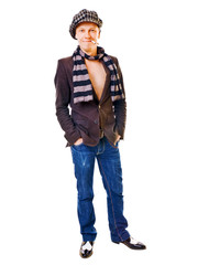 Handsome young man on white