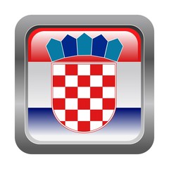 Naklejka premium metallic button in colors of Croatia