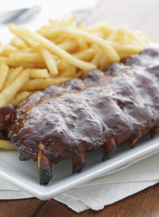 rib meal with french frie