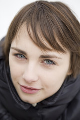 portrait of nice young woman outdoor