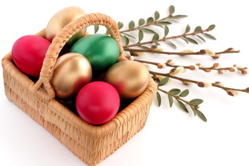 Easter egg in wicker basket