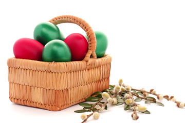 Easter egg in wicker basket