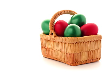 Easter egg in wicker basket
