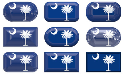 nine glass buttons of the Flag of South Carolina