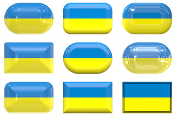 nine glass buttons of the Flag of Ukraine