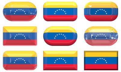 nine glass buttons of the Flag of venezuela