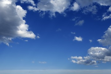 Blue beautiful sky with white clouds  in sunny day