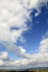 Blue sunny sky with white clouds in daytime, nature