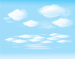 Vector of blue sky and white clouds