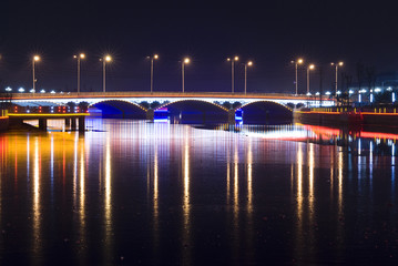 Bridge with Neon Light at night
