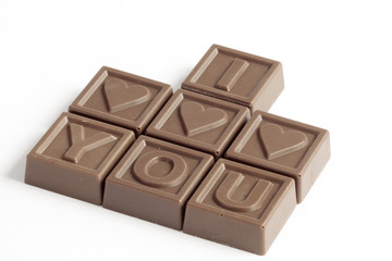 I love You made of little chocolates