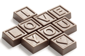 I love You made of little chocolates