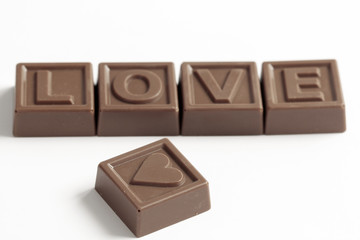 Love word made of chocolate