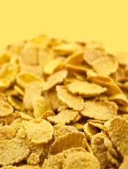 Corn flakes on the yellow