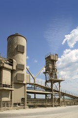Cement factory view   blue sunny day