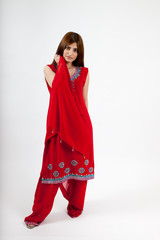 Pretty Indian woman in red