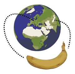Banane fliegt um die Welt