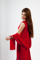 Woman in red traditional Indian dress