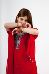 Woman with her arms up