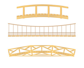 wooden and hanging bridge vector illustrations