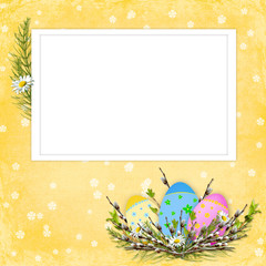 Easter card for the holiday  with egg on the abstract background
