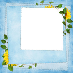 Card for the holiday  with flowers on the abstract background