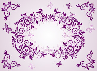 Vintage violet floral frame