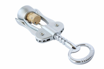 Wine bottle opener, corkscrew with clipping path