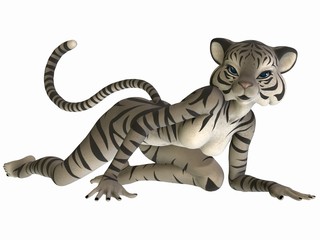Fototapeta na wymiar Cute Toon Figure - White Tiger