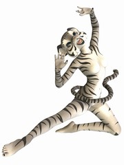 Obraz na płótnie Canvas Cute Toon Figure - White Tiger