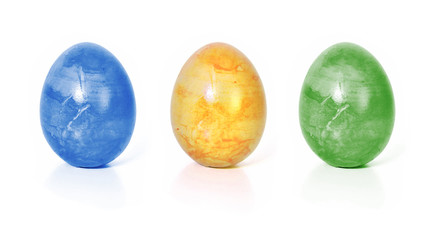 3 bunte Ostereier - blau, gelb, grün