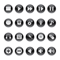 Gel icons in Black - Audio Equipment Buttons.