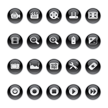 Gel icons in Black - Film Equipment Buttons.