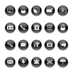 Gel icons in Black - Office and Bussines Buttons.